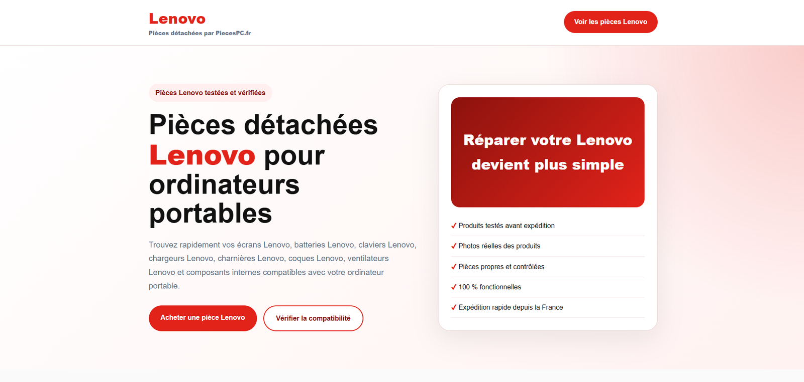 Pièces détachées Lenovo